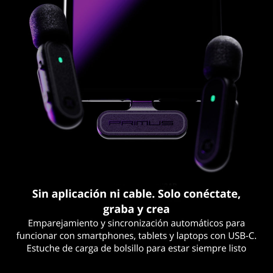 Set Micrófonos de Solapa Primus VOX01 Inalambricos USB-C