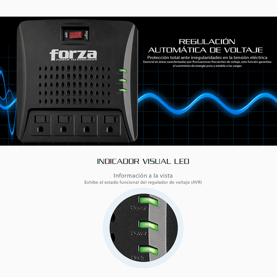 Regulador De Voltaje Forza Fvr-3001 De 3000va/1500w, 4 Tomas