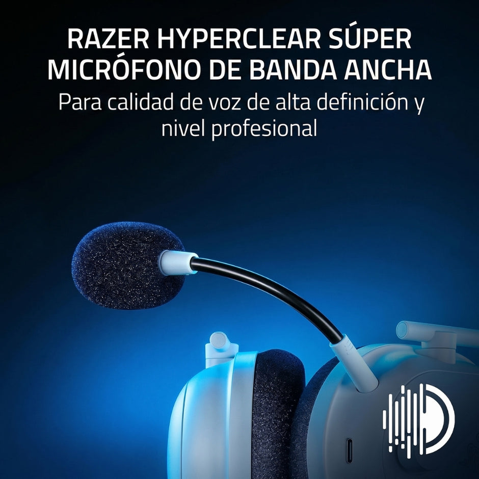 Audifonos Gamer Razer Blackshark V2 Pro  inalámbricos HyperSpeed Wireless de 2,4 GHz y Bluetooth 5.2. Edicion Play Station - Blanco