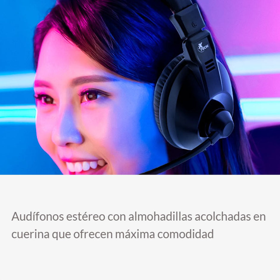 Xtech XTH-500 Audífonos Gamer Estéreo con Micrófono y Conexión Dual 3.5 mm