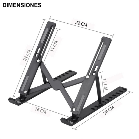 Soporte Portátil para Laptop Ajustable 10 Niveles Plegable con Base Antideslizante para 10 a 17.3"