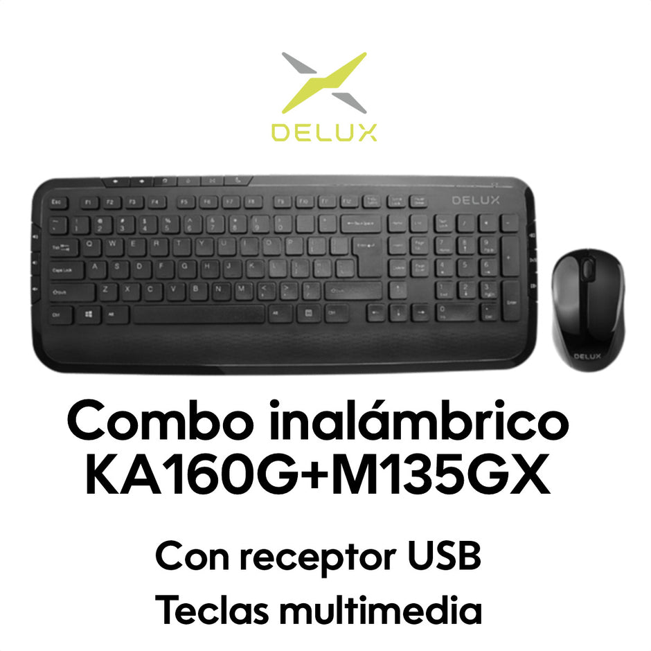 Combo Inalámbrico Delux: Teclado Slim Multimedia + Mouse