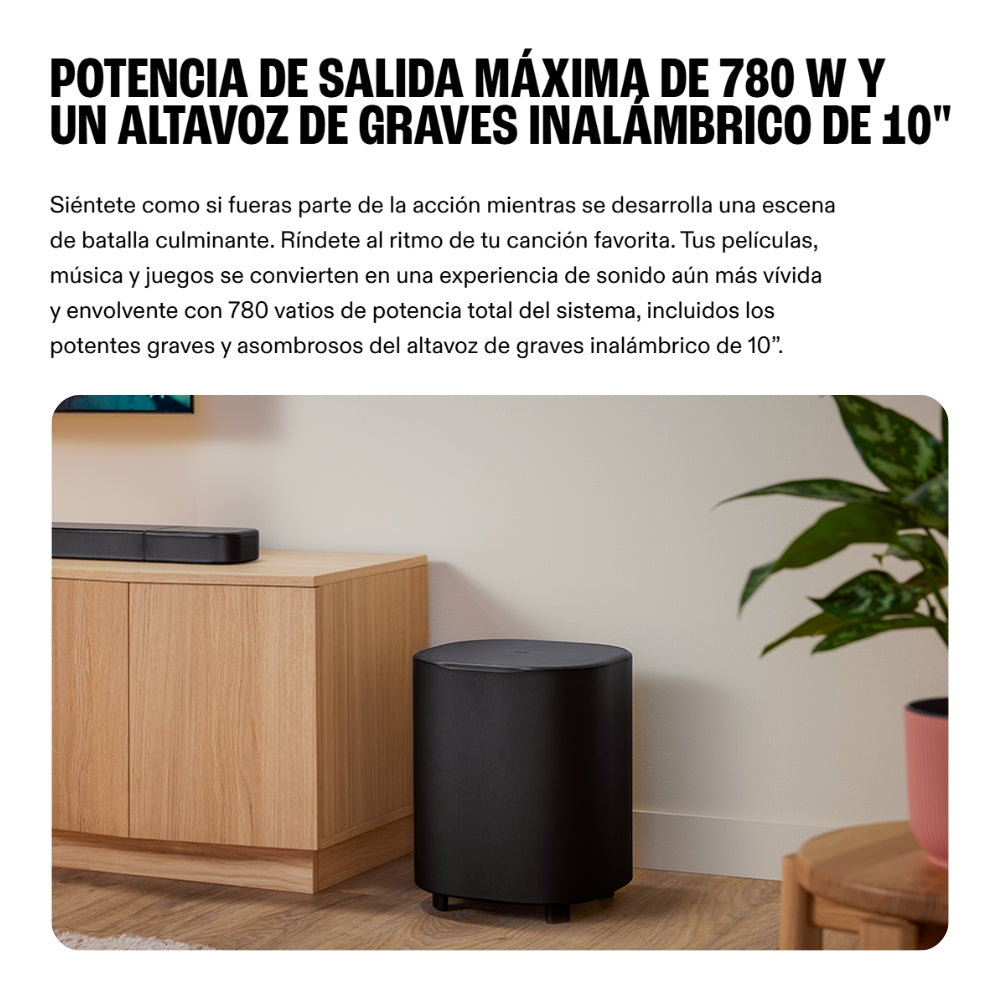 Barra de Sonido JBL BAR 800MK2 con 7.1 Canales 780W Dolby Atmos Parlantes Desmontables Subwoofer 10” Wi-Fi