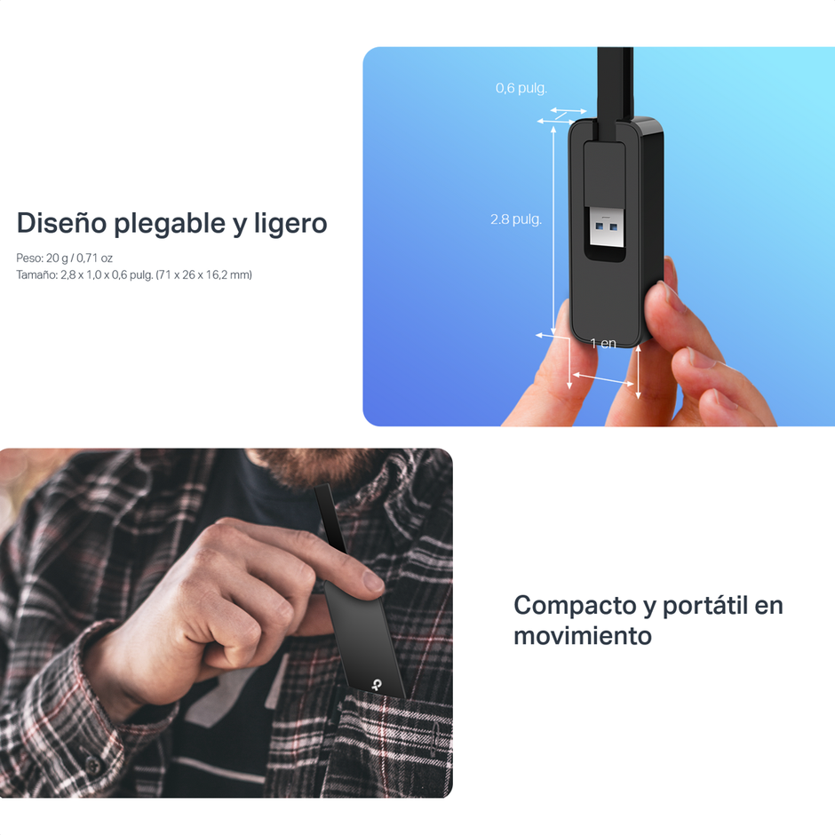 daptador USB 3.0 a RJ45 TP-Link UE306 Gigabit, Alta Velocidad y Portátil