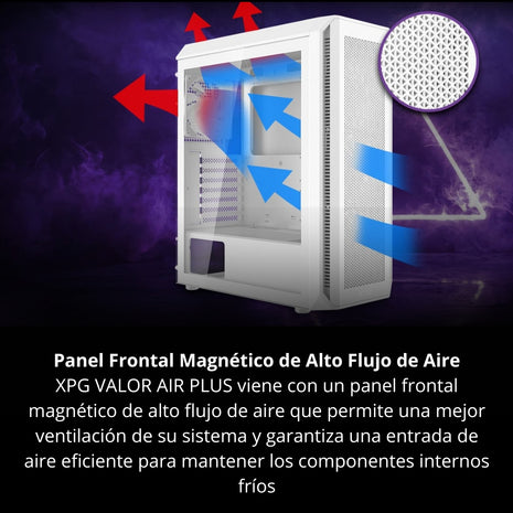 Gabinete PC Gamer XPG Valor Air Plus ATX RGB 4 Fans ARGB Compatible con ATX, Micro-ATX, ITX