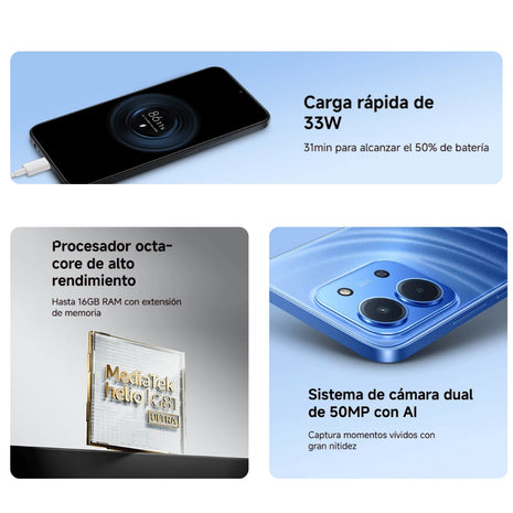 Celular Xiaomi Redmi 15C Dual SIM Pantalla 6.9" 120Hz 128GB/12GB(4+8) 50MP IA IP64 6000mAh/33W - Verde
