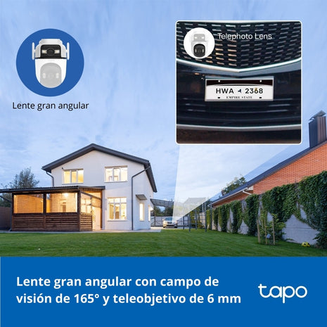 Cámara de Vigilancia Tp-Link Tapo C545D, Wi-Fi para Exterior con Doble Lente y Visión Nocturna a Color + Micro SD 256GB