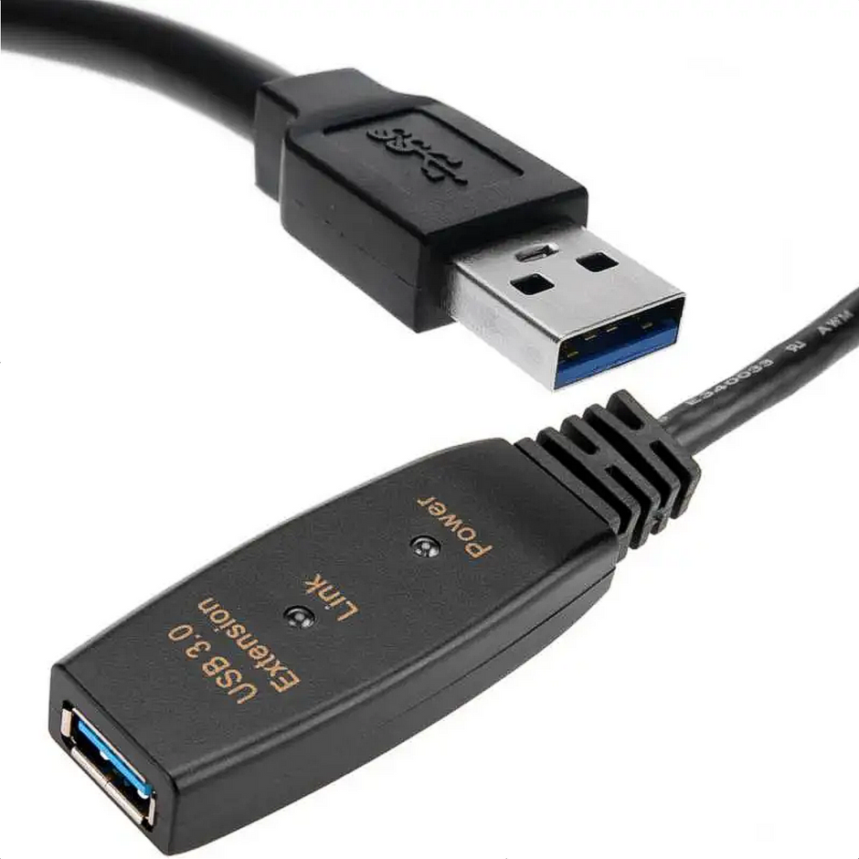 Cable Activo Extensión USB 3.0 Macho a Hembra de 20 Metros Alta Velocidad 5Gbps para PC y Periféricos
