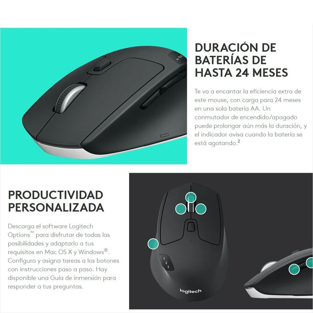 Mouse Multi-dispositivo Logitech M720 / Bluetooth + 2.4ghz