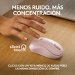 Logitech M240 Silent Ratón Bluetooth Inalámbrico 90% Más Silencioso Compacto y Cómodo - Rosa