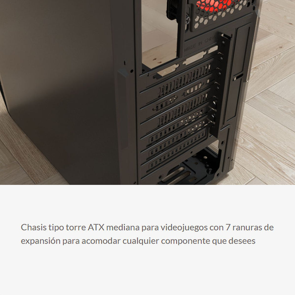 Chasis Gabinete Gamer Xtech Deimos XT-GMR3 Mid-Tower ATX Panel Lateral Transparente 3 Puertos USB Audio