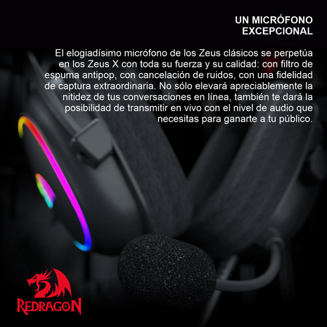 Diadema Gamer Redragon H510-RGB Zeus X Con Micrófono Sonido 7.1