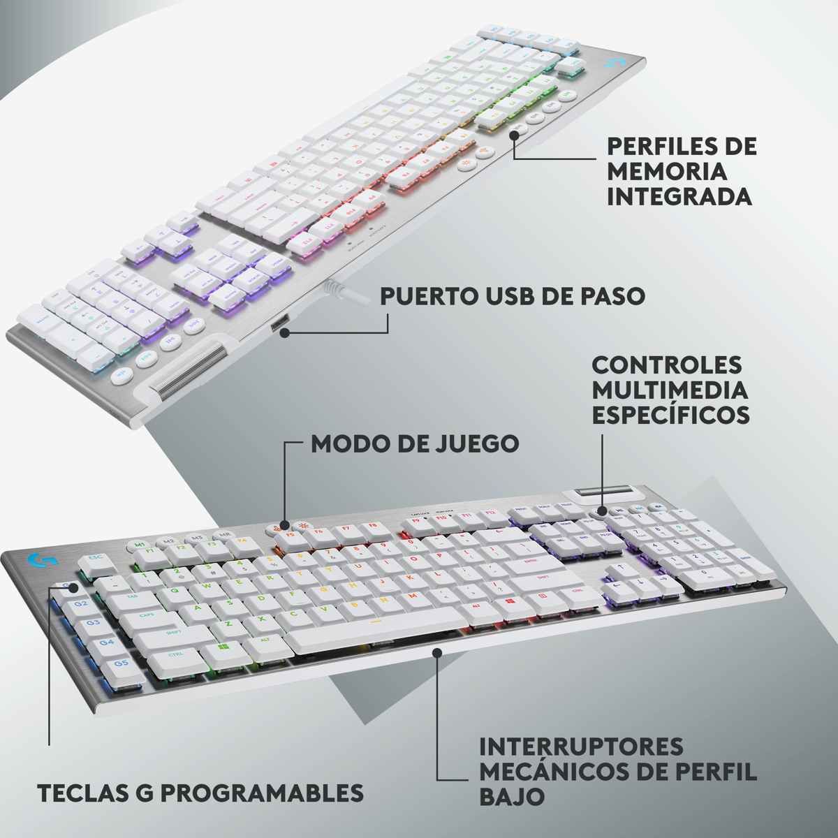 Teclado Gamer Mecánico Ultrafino Logitech G815 Lightsync Rgb Blanco