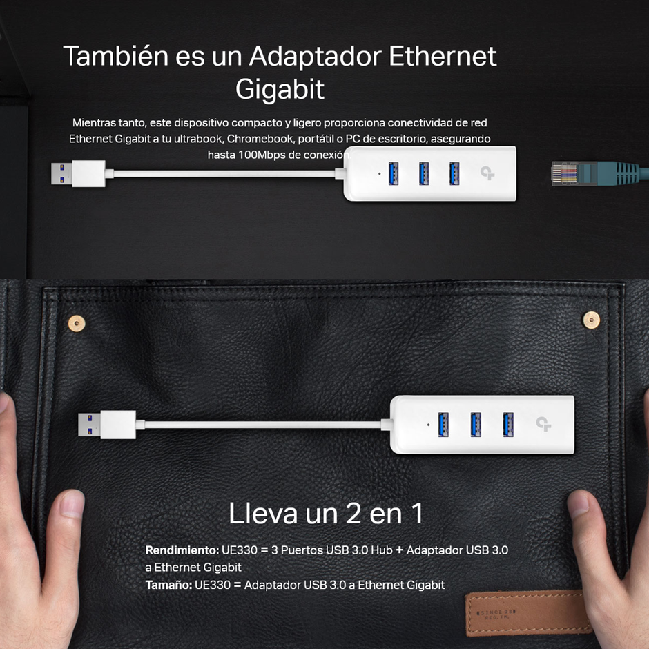 Hub Usb 3.0 2en1: 3 Usb + 1 Ethernet Gigabit, Tp-link Ue330