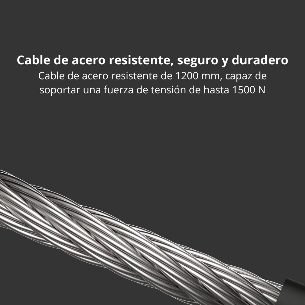 Guaya de Seguridad Xiaomi Electric Scooter Cable Lock Cable Acero 1200mm Código 5 Dígitos 1500N - Negro