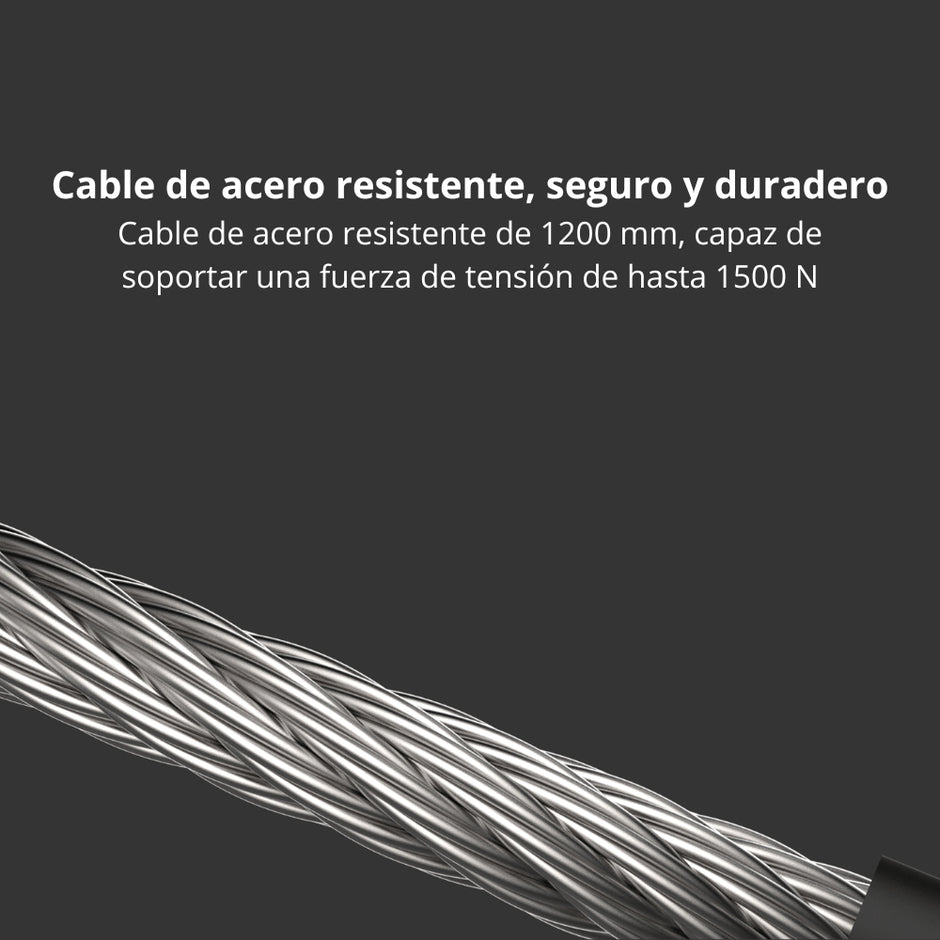 Guaya de Seguridad Xiaomi Electric Scooter Cable Lock Cable Acero 1200mm Código 5 Dígitos 1500N - Negro
