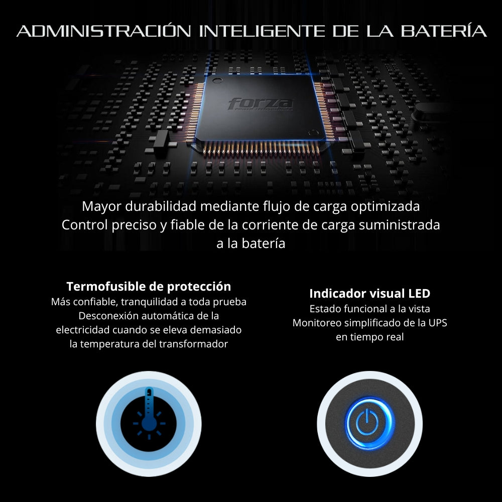 UPS Interactiva Forza NT-2401PRO 2400VA 1200W con 10 Tomas, Regulador AVR y Puerto RJ45
