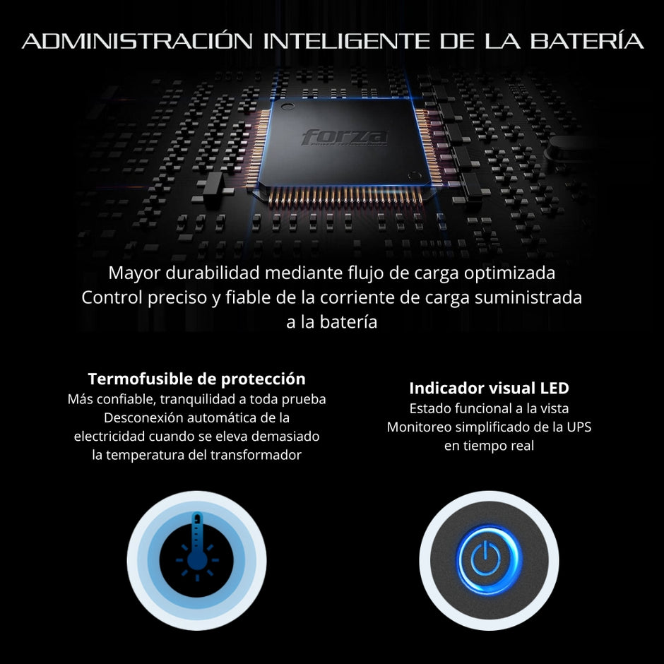 UPS Interactiva Forza NT-2401PRO 2400VA 1200W con 10 Tomas, Regulador AVR y Puerto RJ45
