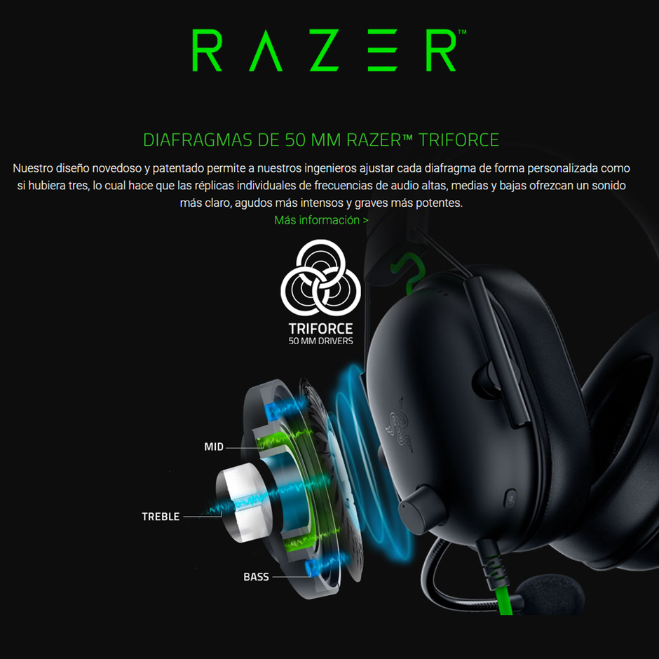 Razer Auriculares BlackShark V2 X Sonido 7.1 Mic HyperClear Cancelación Ruido PC Consolas Móvil - Verde