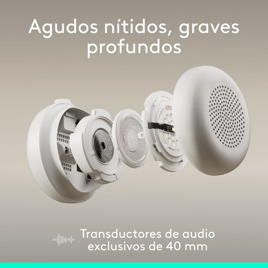 Audífonos Diadema Profesional Logitech Zone Wireless 2 ES Bluetooth ANC Híbrida Adaptativa - Blanco Crudo
