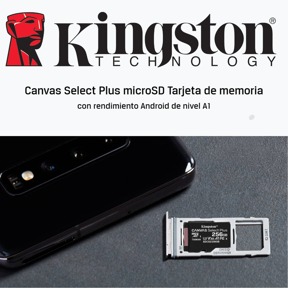 Memoria Micro SD Kingston 256GB Canvas Select Plus 150MB/s A1 C10 U1 V10 Android + Adaptador SD