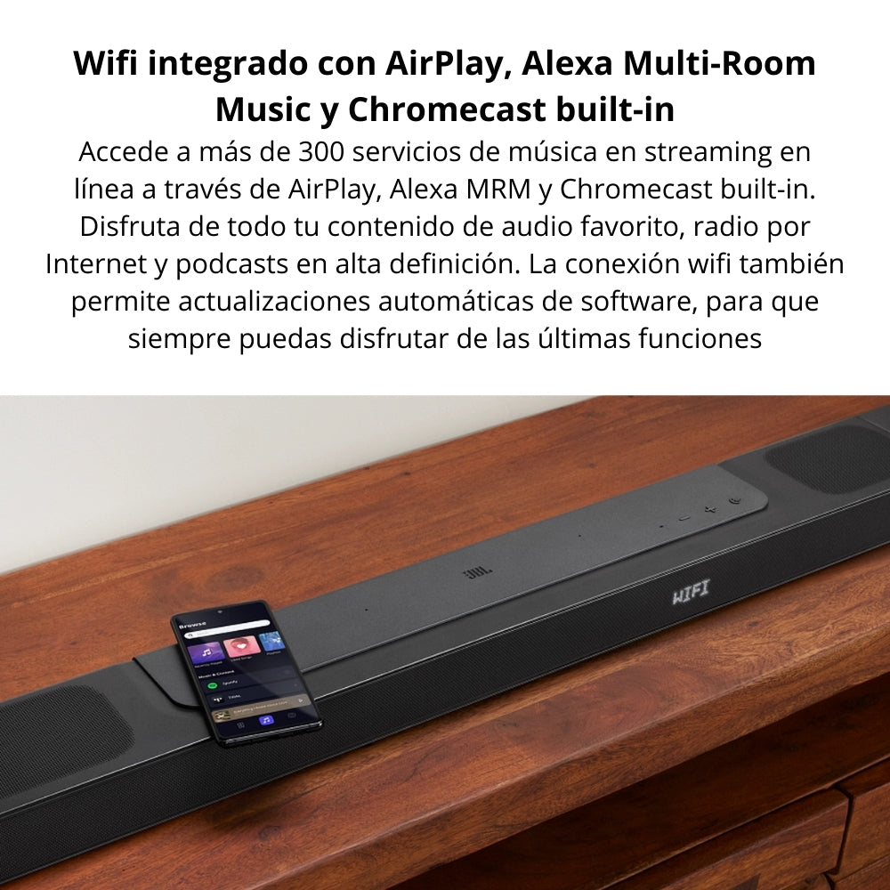 Barra de Sonido JBL Bar 800 Pro 720W Dolby Atmos con Subwoofer 10” HDMI eARC WiFi Altavoces Desmontables