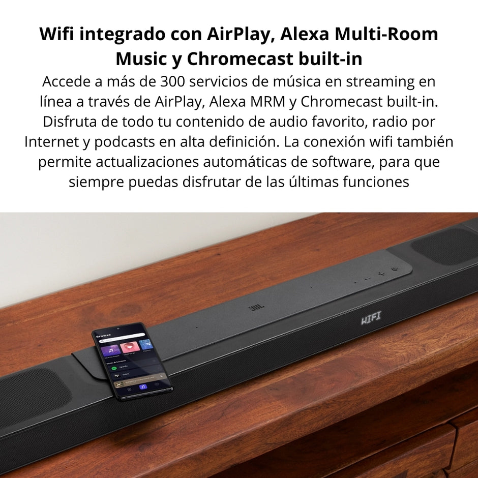 Barra de Sonido JBL Bar 800 Pro 720W Dolby Atmos con Subwoofer 10” HDMI eARC WiFi Altavoces Desmontables