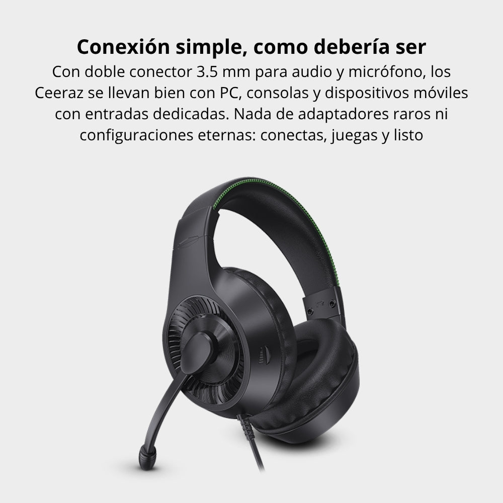 Diadema Gamer T-Dagger Geeraz T-RGH113 Microfono Conector 3.5 mm - Negro