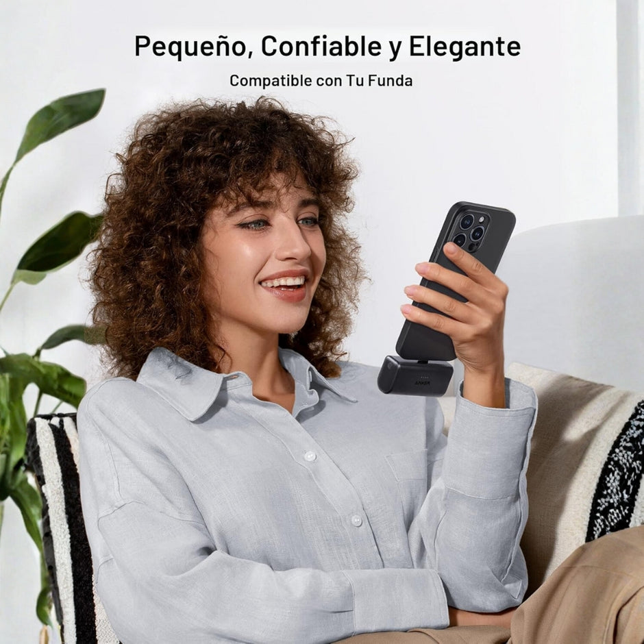 Batería Power Bank ANKER Nano de 5000mAh/22.5W con Conector USB-C Integrado - Blanco