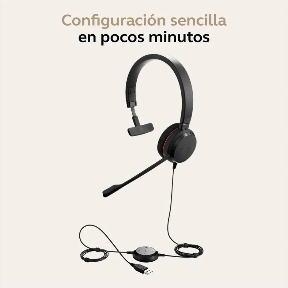 Audífonos Diadema Profesional Jabra Evolve 20 MS Monoaural USB-C/A Micrófono Control Volumen Call Center