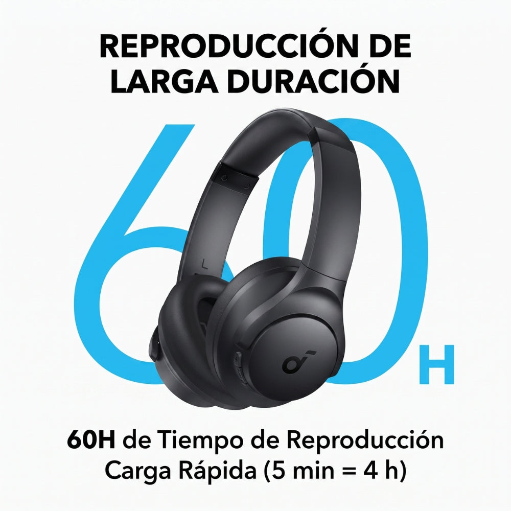 Diadema Inalámbrica Soundcore Q11i Bluetooth 5.3 Hi-Res Audio BassUp Hasta 60H de Batería Negro