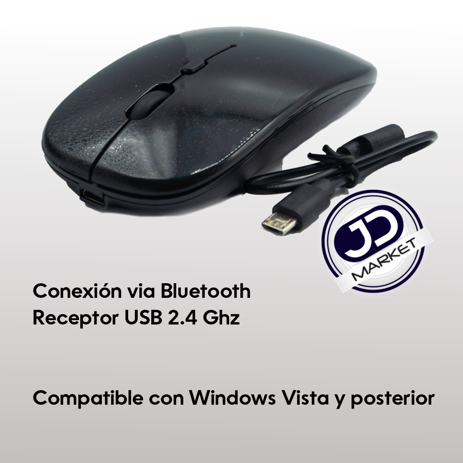 Mouse Inalámbrico Diseño Ultra Delgado, Slim Tipo Mac Negro