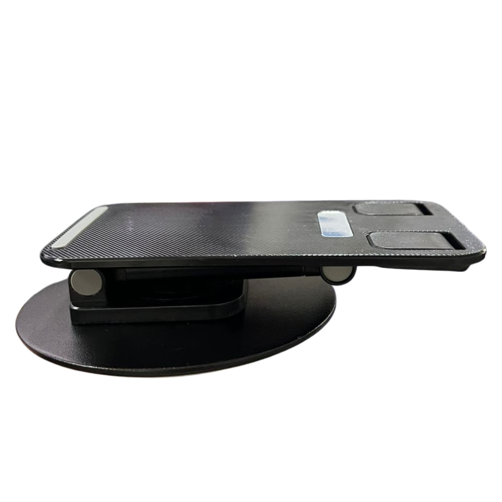 Soporte Para Celular Plegable Metalico / Giratorio 360° y Altura Ajustable, Negro