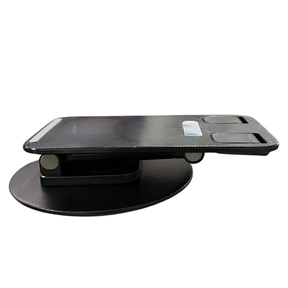 Soporte Para Celular Plegable Metalico / Giratorio 360° y Altura Ajustable, Negro