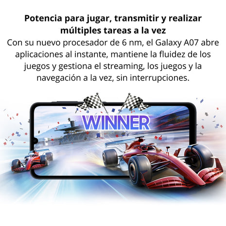 Celular Samsung Galaxy A07 Dual SIM PLS LCD 6.7" HD+ 90Hz 128GB/4GB 50MP IP54 5000mAh/25W - Violeta Claro