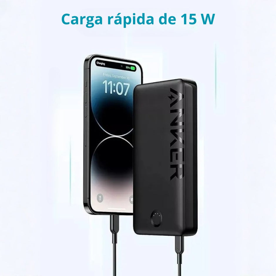 Power Bank Anker 326 20000mAh 15W con Pantalla Digital, USB-A y USB-C, Carga Rápida y Protección Inteligente