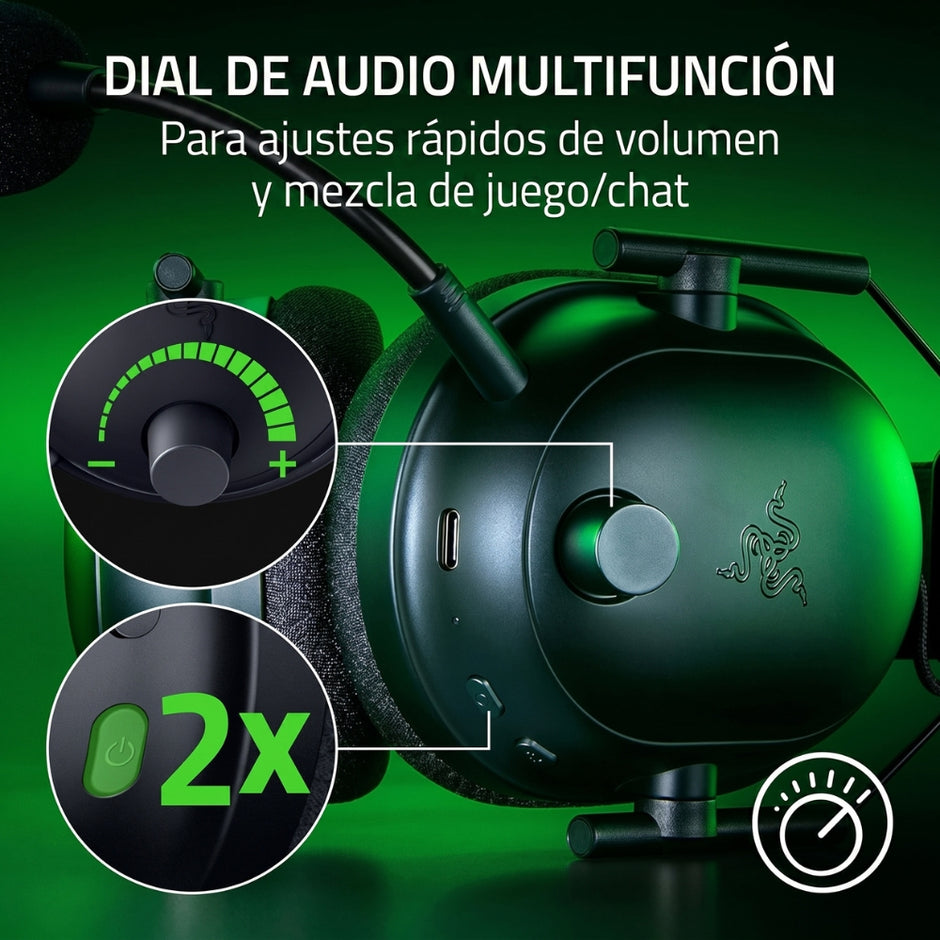 Audifonos Gamer Razer Blackshark V2 Pro inalámbricos HyperSpeed Wireless de 2,4 GHz y Bluetooth 5.2. Edicion Xbox - Negro