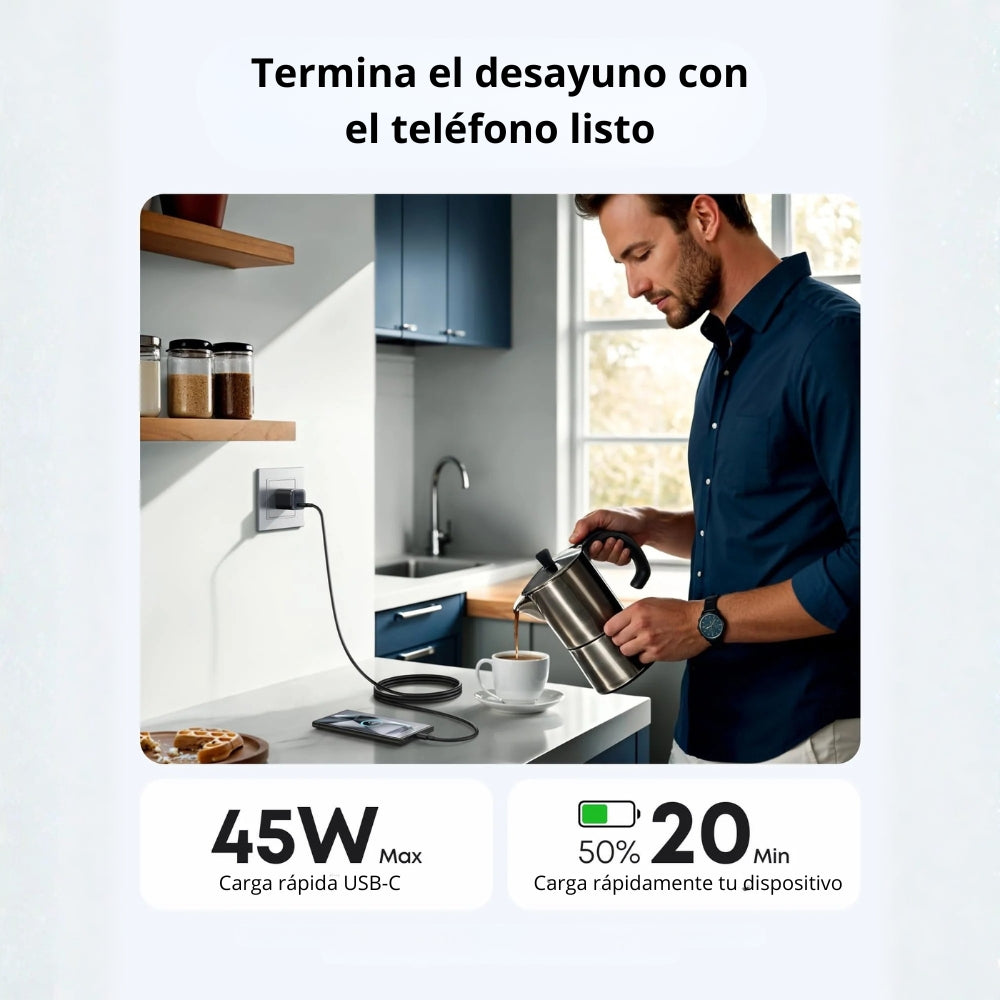 Cargador Anker Nano Carga Rapida de 45w, Entrada Usb-c, Negro