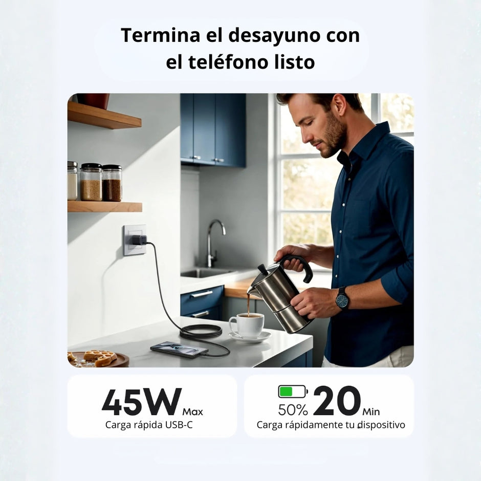 Cargador Anker Nano Carga Rapida de 45w, Entrada Usb-c, Negro