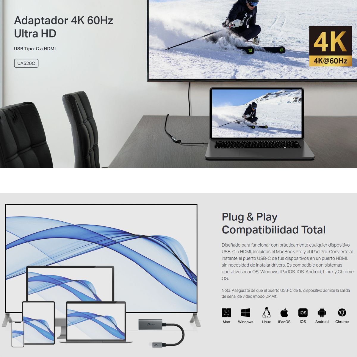 Adaptador Usb-c A Hdmi Tp-link Ua520c Windows Mac Os Android