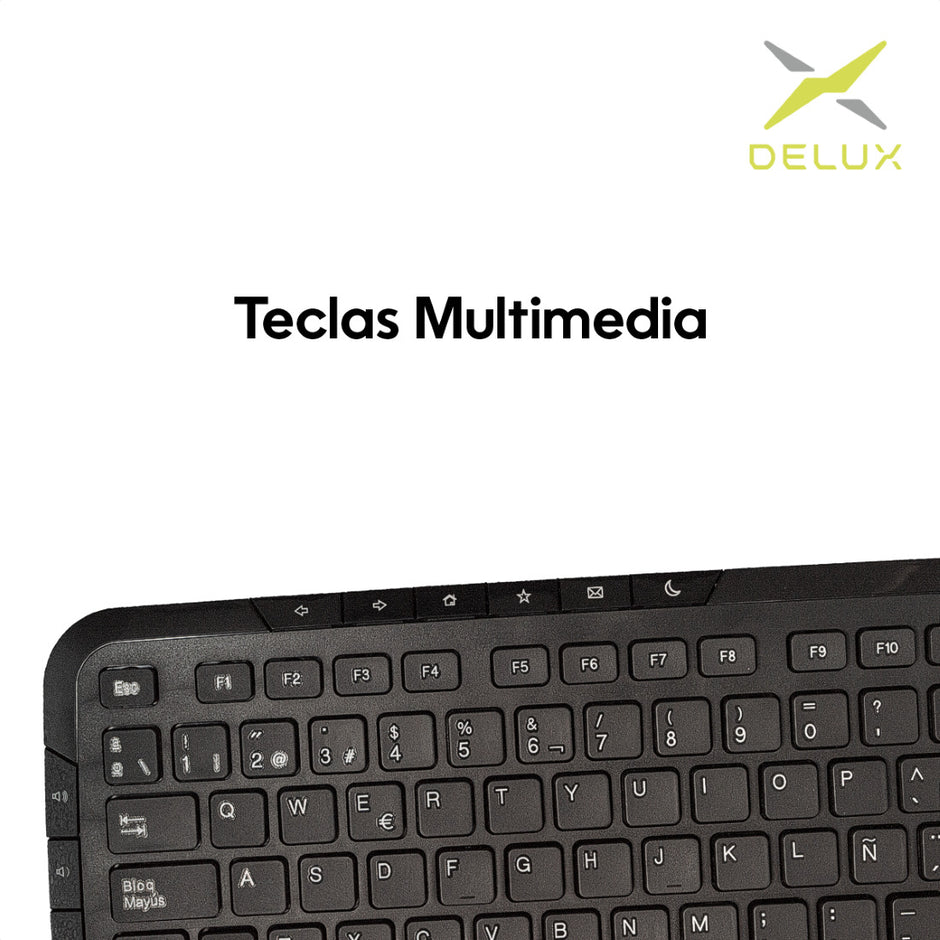 Combo Inalámbrico Delux: Teclado Slim Multimedia + Mouse