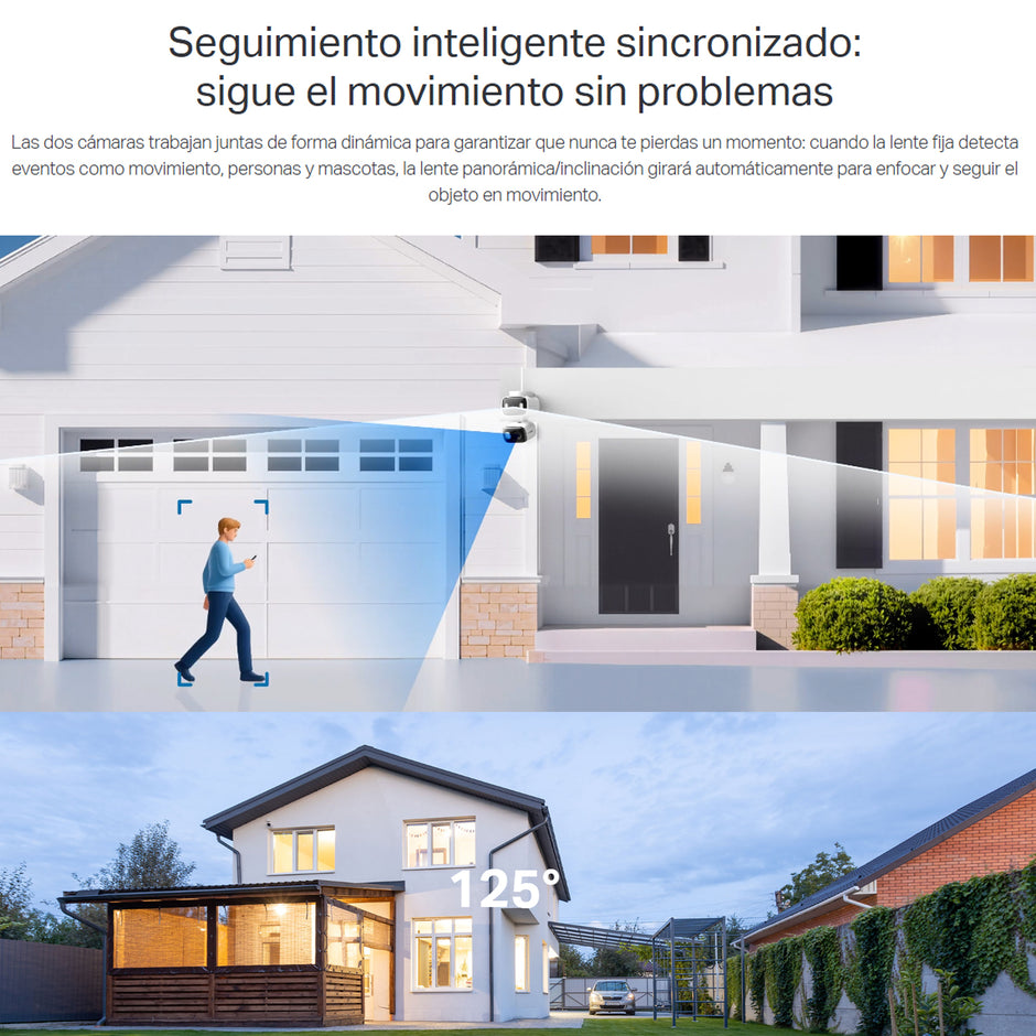 Cámara Seguridad WiFi TP-Link Tapo C246D Doble Lente 2K Exterior IP65 Visión Nocturna Color Alertas IA + Micro SD 128GB