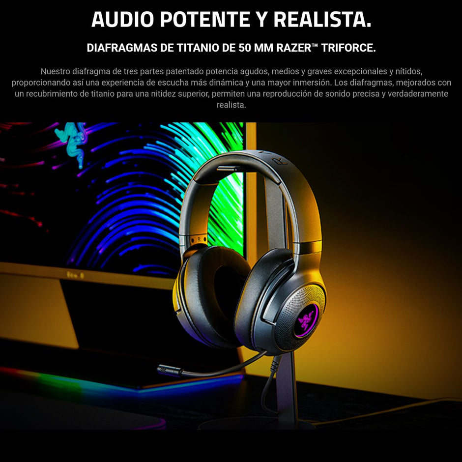 Razer Kraken V3 Audífonos Gamer RGB USB / THX Audio, Negro