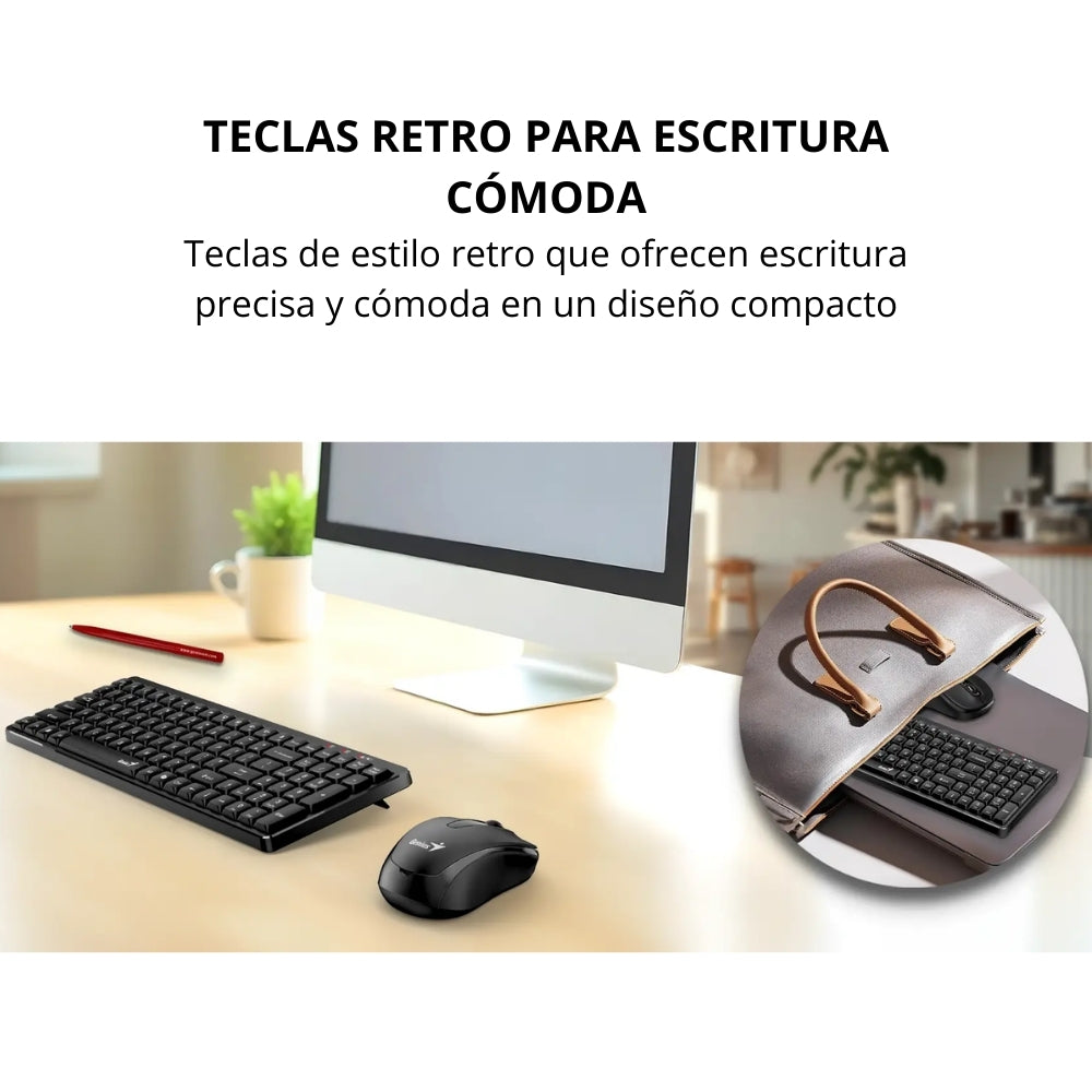 Combo Teclado y Mouse Inalámbrico Genius Luxemate Q8100 Negro con Diseño Slim y Conexión USB Negro