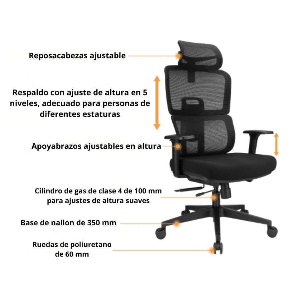 Silla de Oficina Presidencial Ergonómica TechGo SOFG-03, Diseño en Malla Transpirable de Alta Resistencia