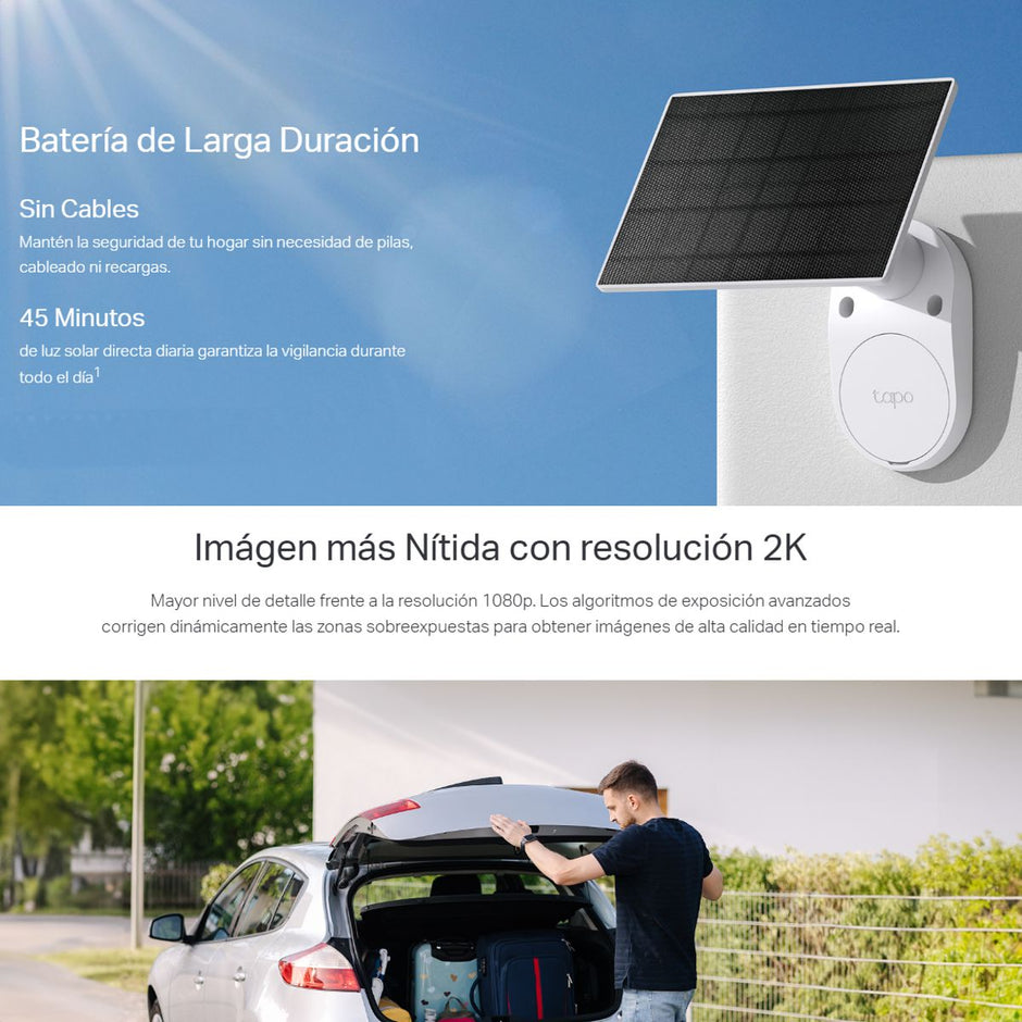 Cámara de Vigilancia Tp-Link Tapo C410 Kit Con Panel Solar, Batería Recargable y Detección IA