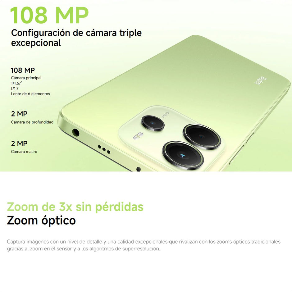 Celular Xiaomi Redmi Note 14 Dual SIM 4G, AMOLED 6.67'' 256GB/8GB Cámara 108MP IP54 5500mAh/33W, Negro