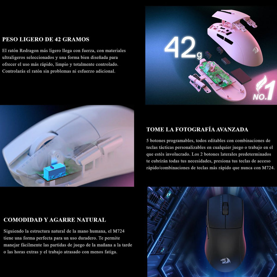 Mouse Redragon Ultra Light K1ng M724 1k Hz Blanco Cableado