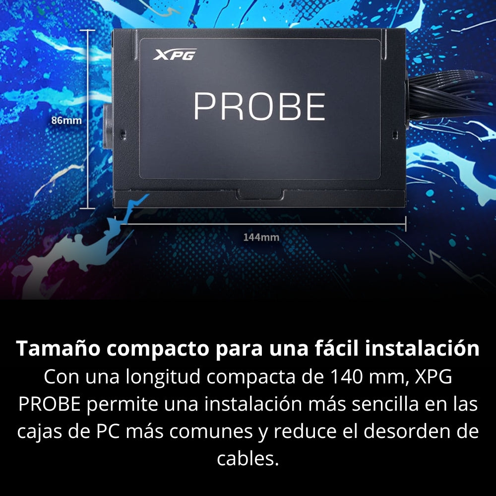 Fuente De Poder Gamer XPG Probe 700W Real 80 Plus Bronze ATX, con Ventilador 120mm y Protección Completa