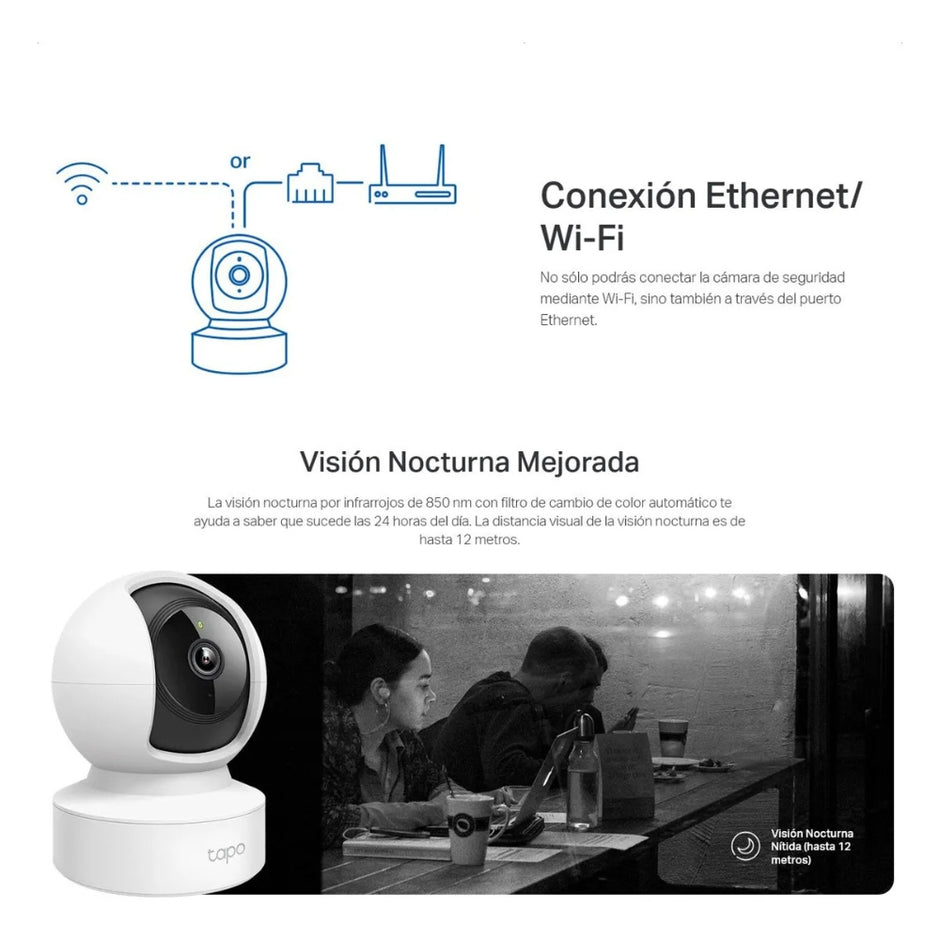 Cámara WiFi TP-Link Tapo C212 360° 2K 3MP Visión Nocturna Seguimiento IA y Detección de Personas + Micro SD 128GB